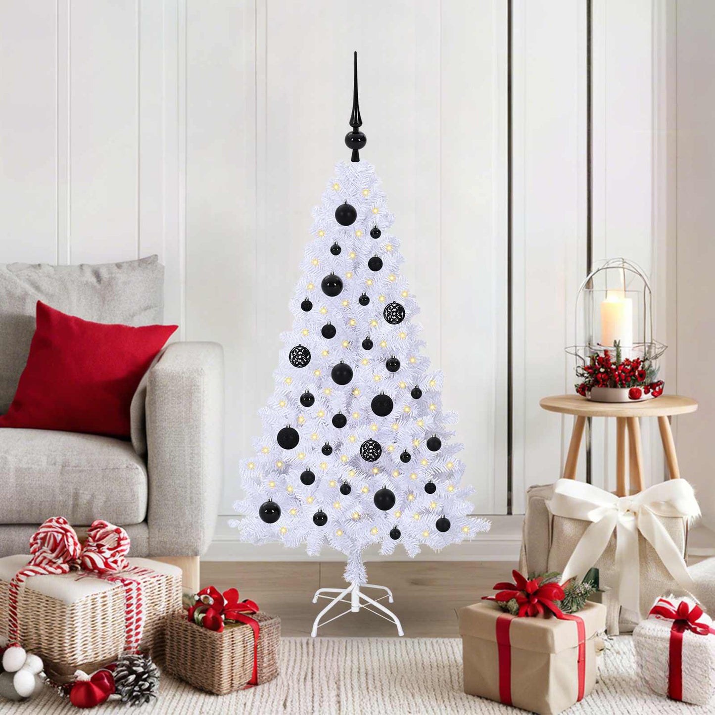 Kunstkerstboom met 150 LED Wit 120 cm PVC en staal