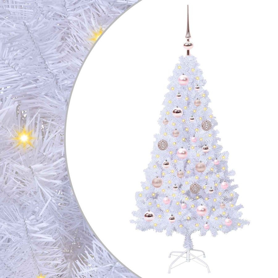 Kunstkerstboom met 150 LED Wit 120 cm PVC en staal