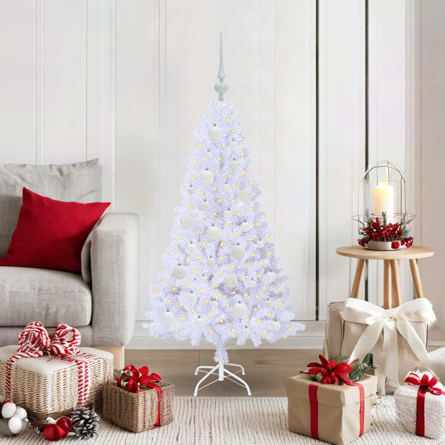 Kunstkerstboom met 150 LED Wit 120 cm PVC en staal