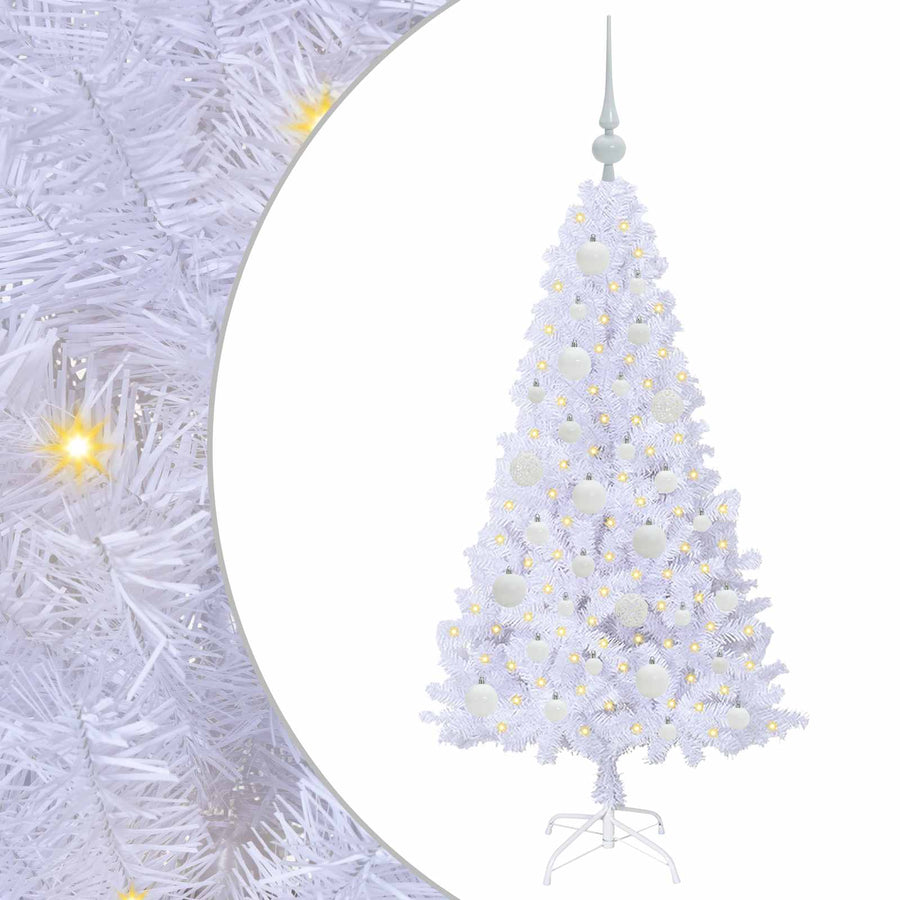 Kunstkerstboom met 150 LED Wit 120 cm PVC en staal