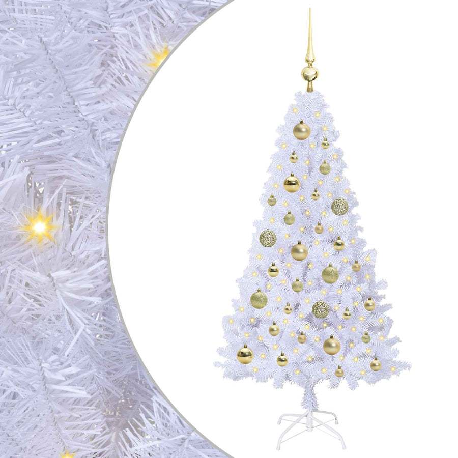 Kunstkerstboom met 150 LED Wit 120 cm PVC en staal