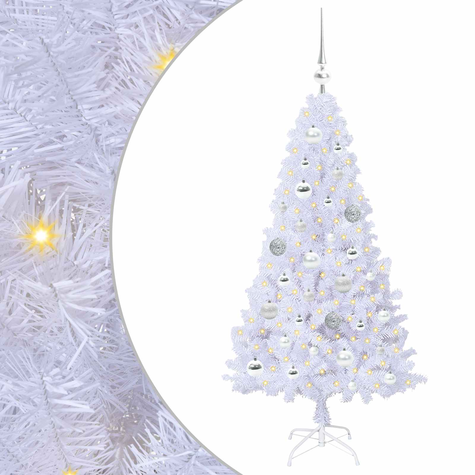 Kunstkerstboom met 150 LED Wit 120 cm PVC en staal