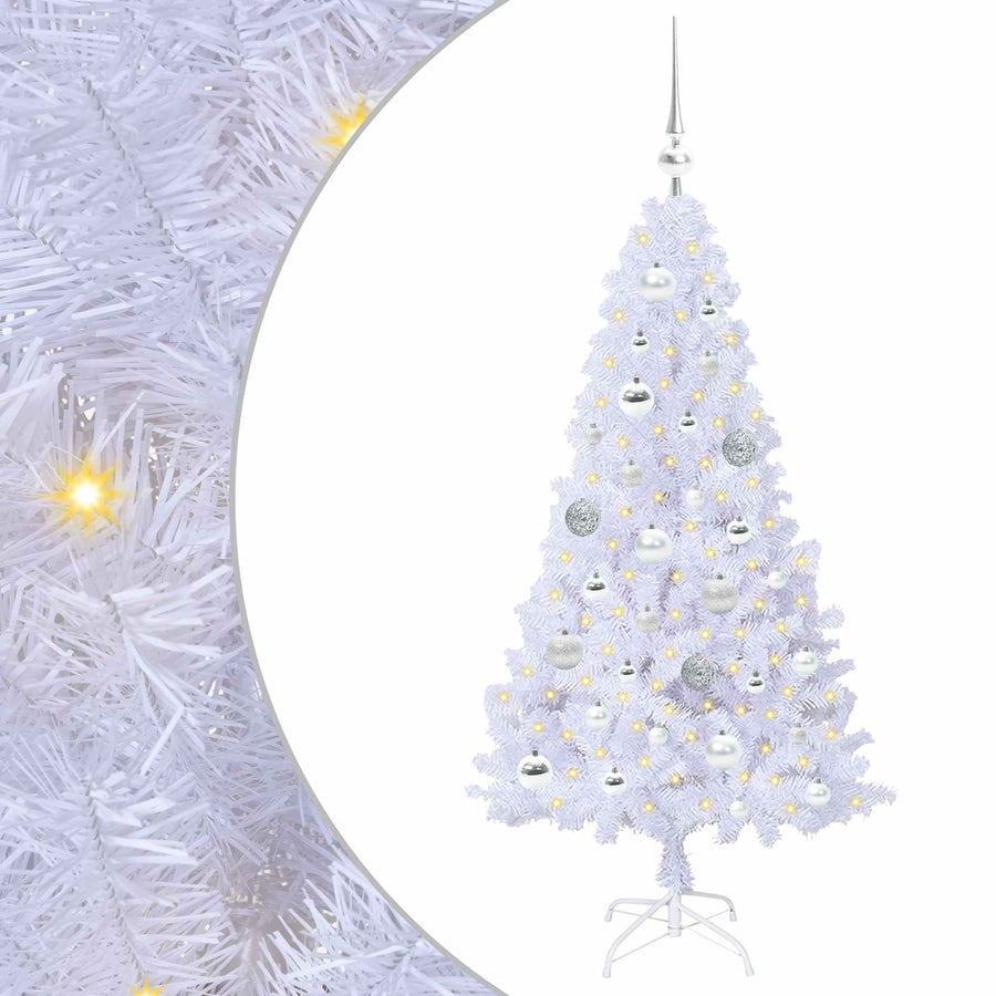 Kunstkerstboom met 150 LED Wit 120 cm PVC en staal
