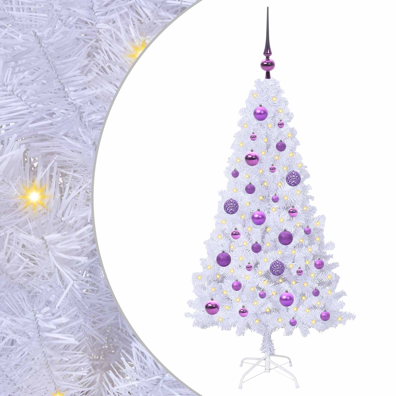 Kunstkerstboom met 150 LED Wit 120 cm PVC en staal