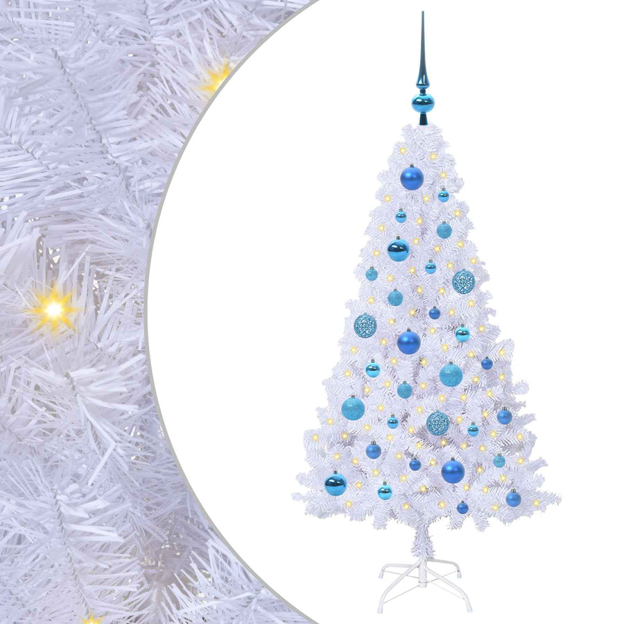 Kunstkerstboom met 150 LED Wit 120 cm PVC en staal