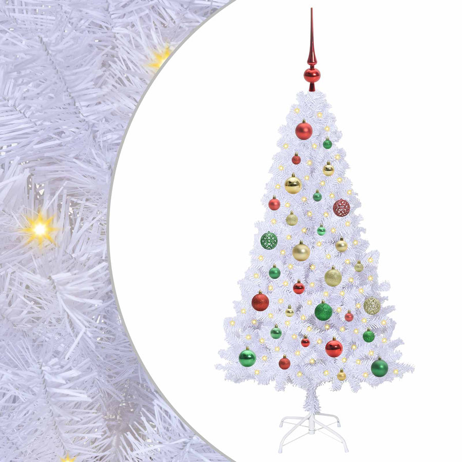 Kunstkerstboom met 150 LED Wit 120 cm PVC en staal