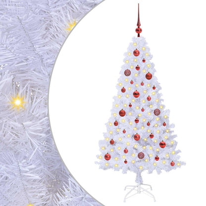 Kunstkerstboom met 150 LED Wit 150 cm PVC en staal