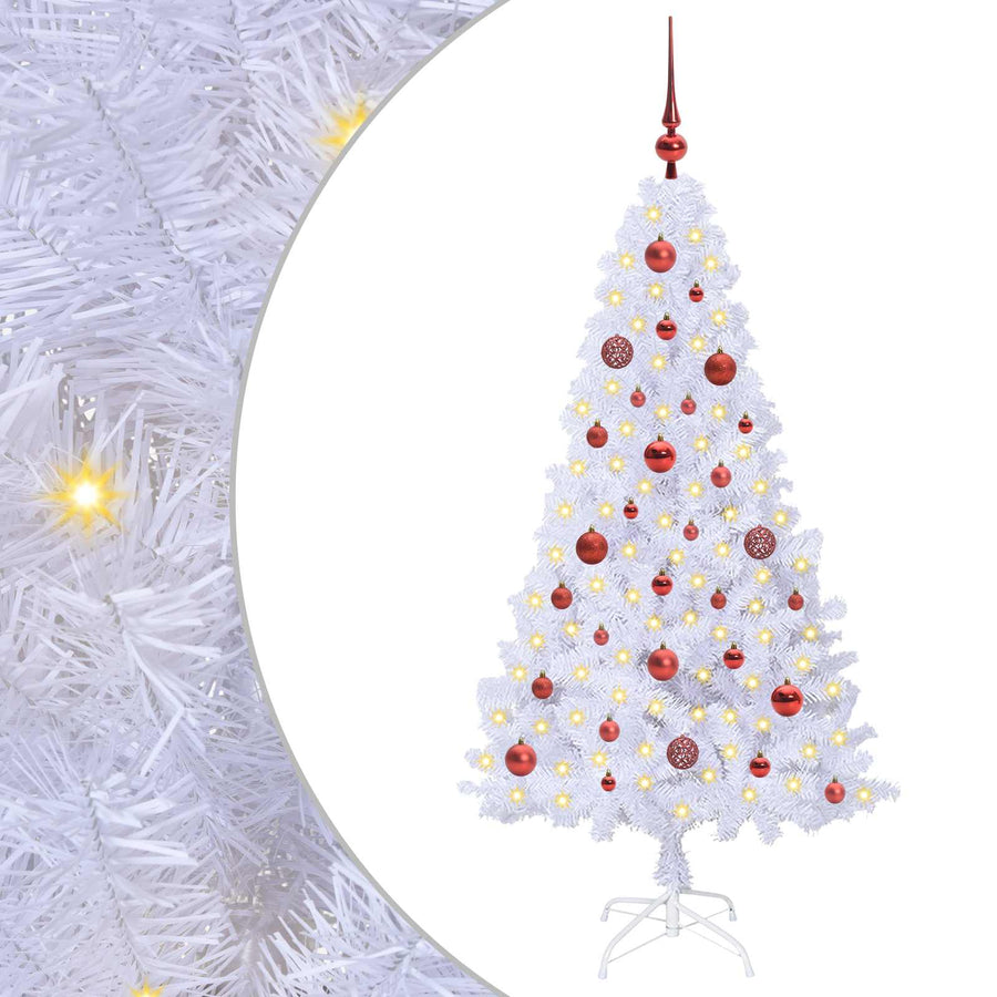 Kunstkerstboom met 150 LED Wit 150 cm PVC en staal