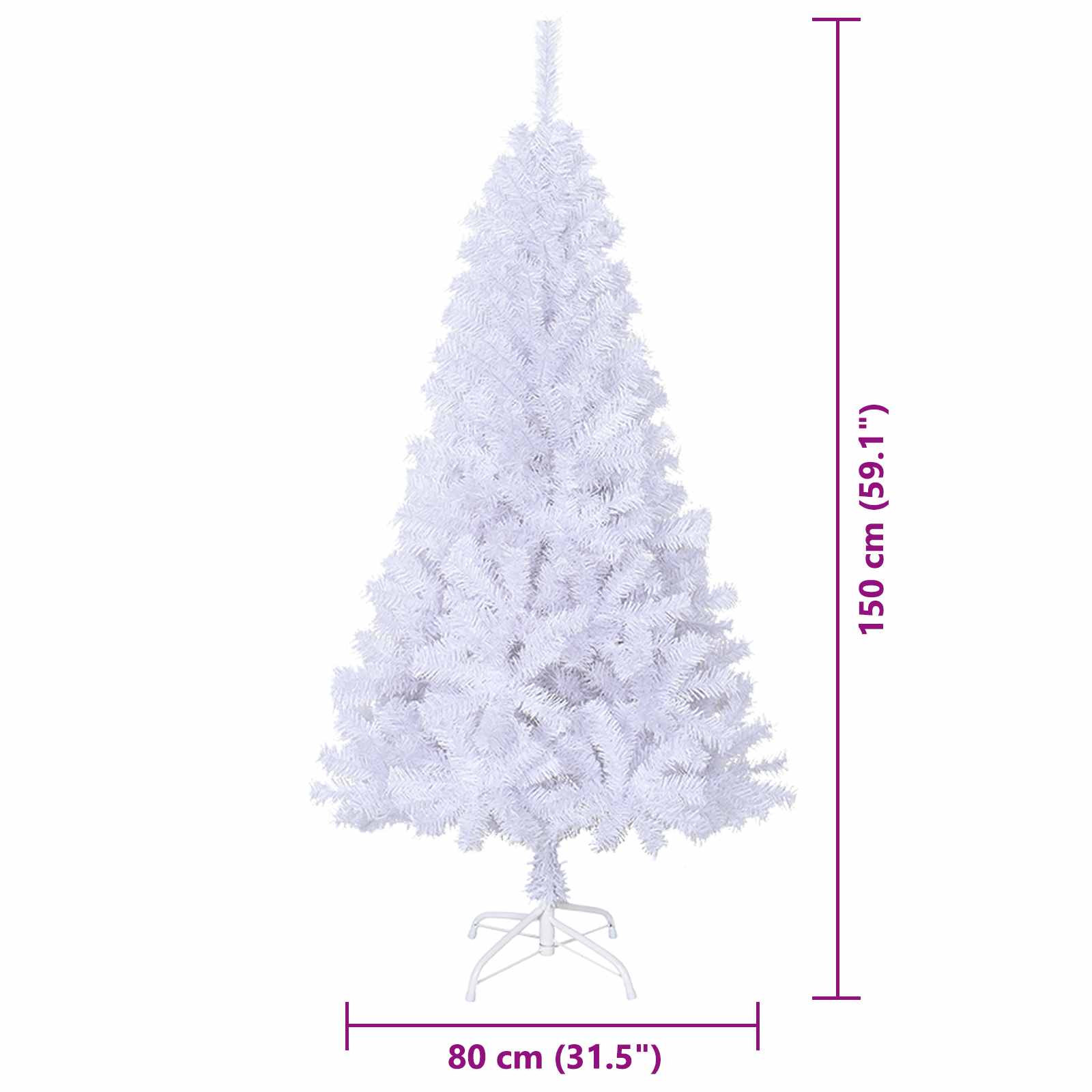 Kunstkerstboom met 150 LED Wit 150 cm PVC en staal