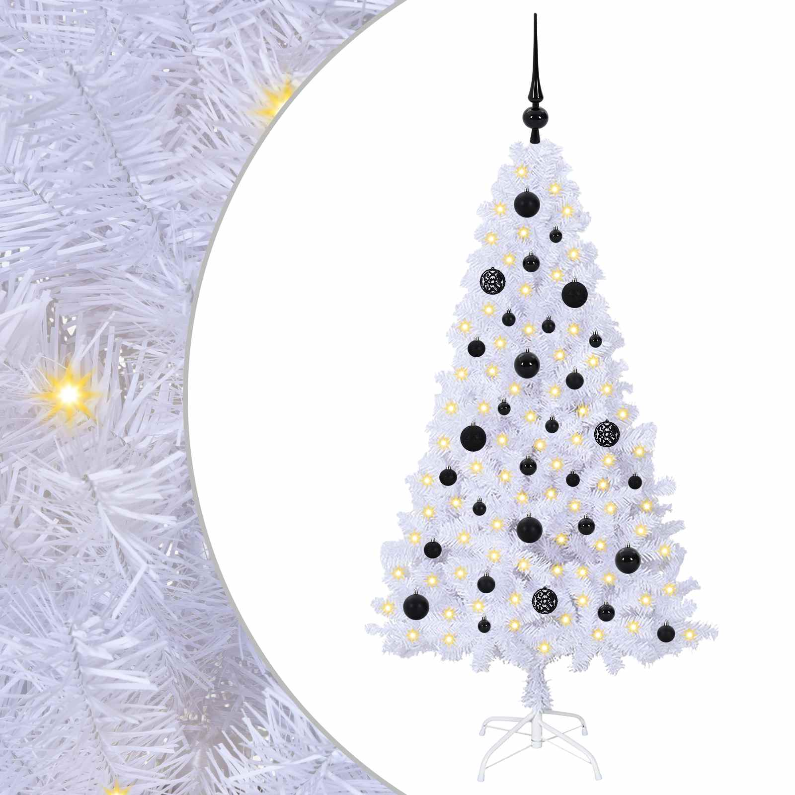 Kunstkerstboom met 150 LED Wit 150 cm PVC en staal