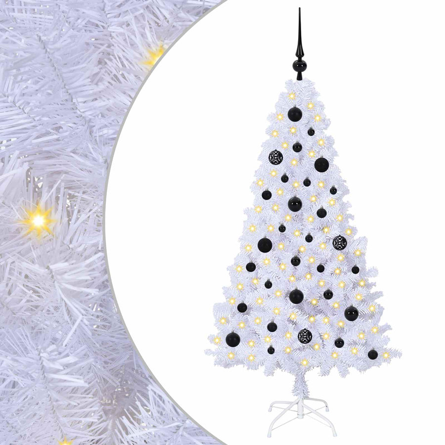 Kunstkerstboom met 150 LED Wit 150 cm PVC en staal