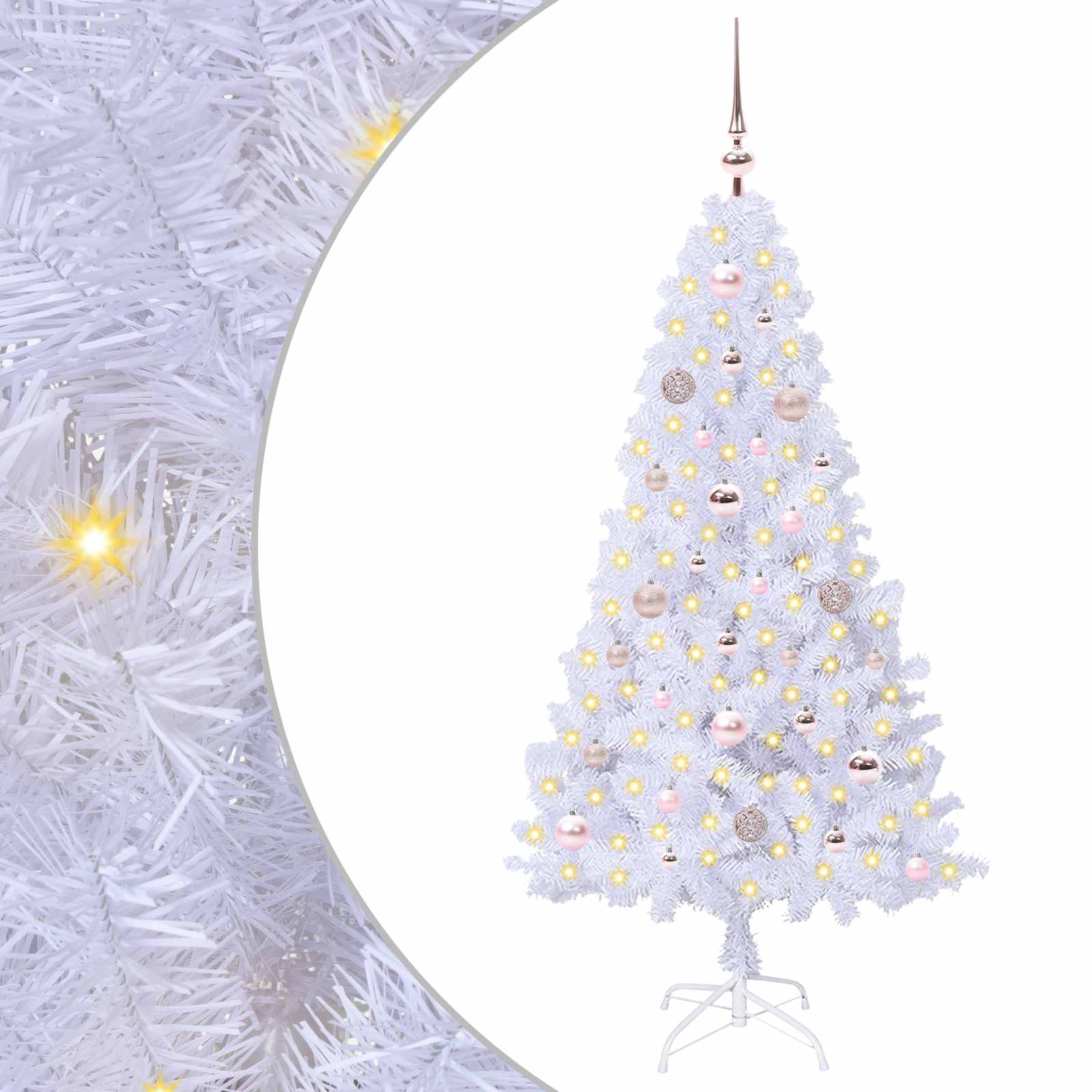 Kunstkerstboom met 150 LED Wit 150 cm PVC en staal
