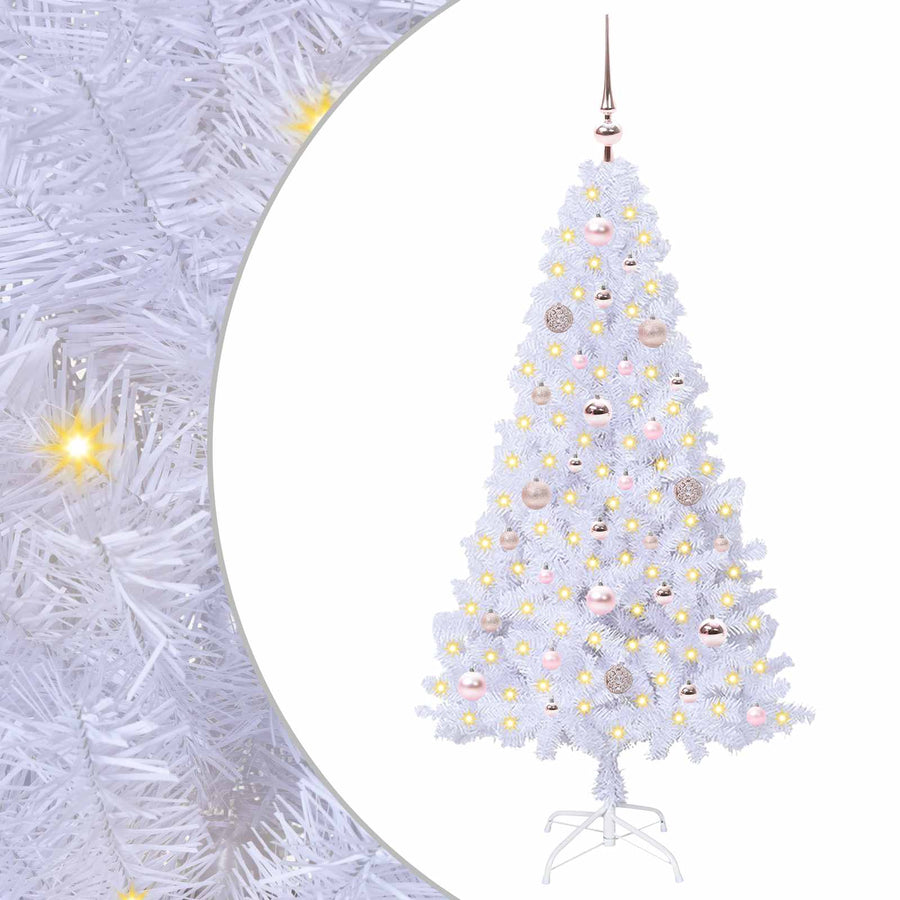 Kunstkerstboom met 150 LED Wit 150 cm PVC en staal
