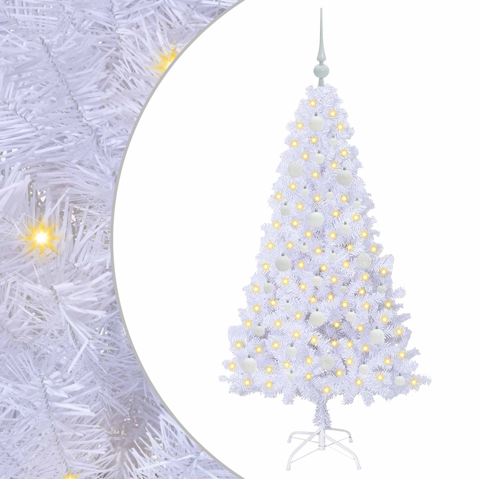 Kunstkerstboom met 150 LED Wit 150 cm PVC en staal