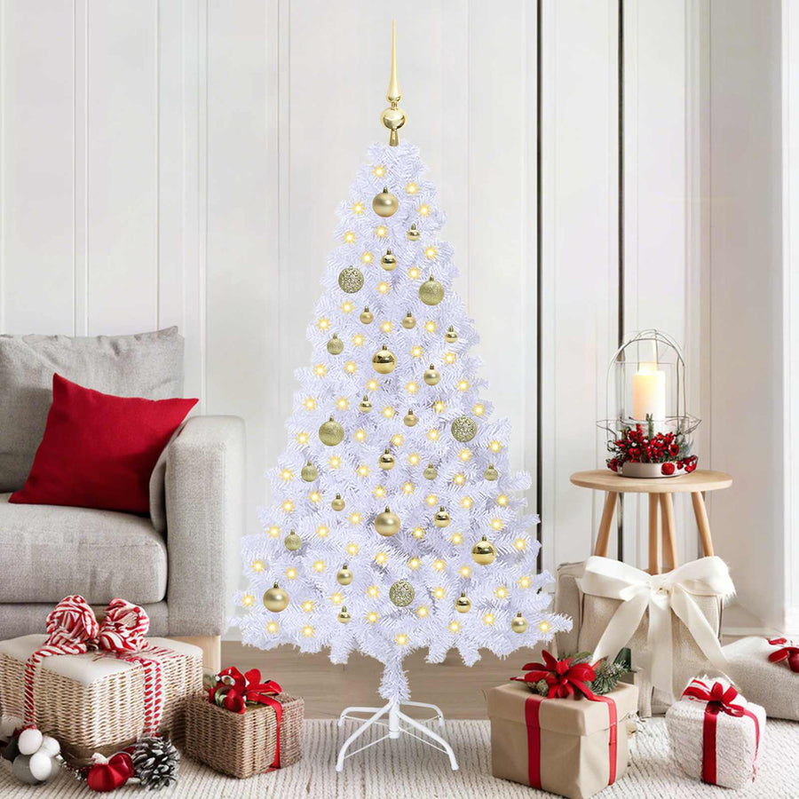 Kunstkerstboom met 150 LED Wit 150 cm PVC en staal