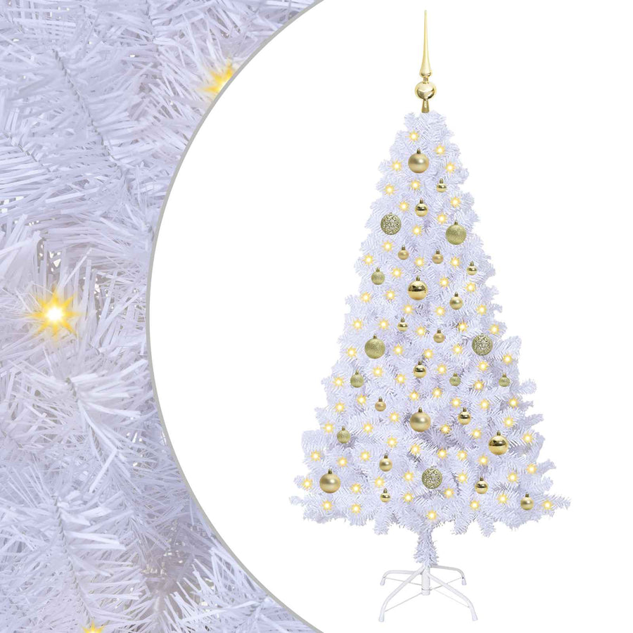Kunstkerstboom met 150 LED Wit 150 cm PVC en staal