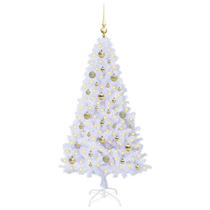 Kunstkerstboom met 150 LED Wit 150 cm PVC en staal