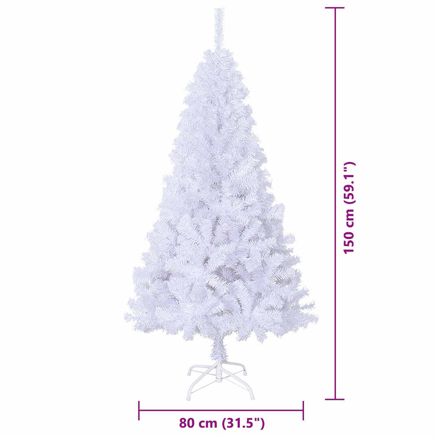 Kunstkerstboom met 150 LED Wit 150 cm PVC en staal