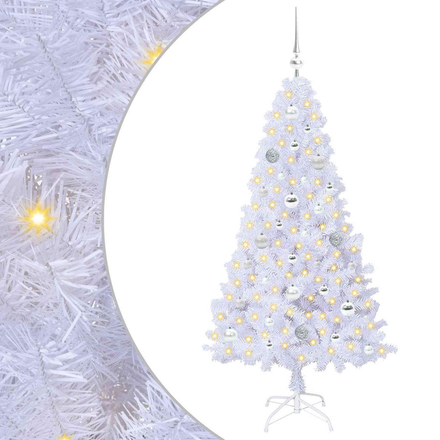 Kunstkerstboom met 150 LED Wit 150 cm PVC en staal