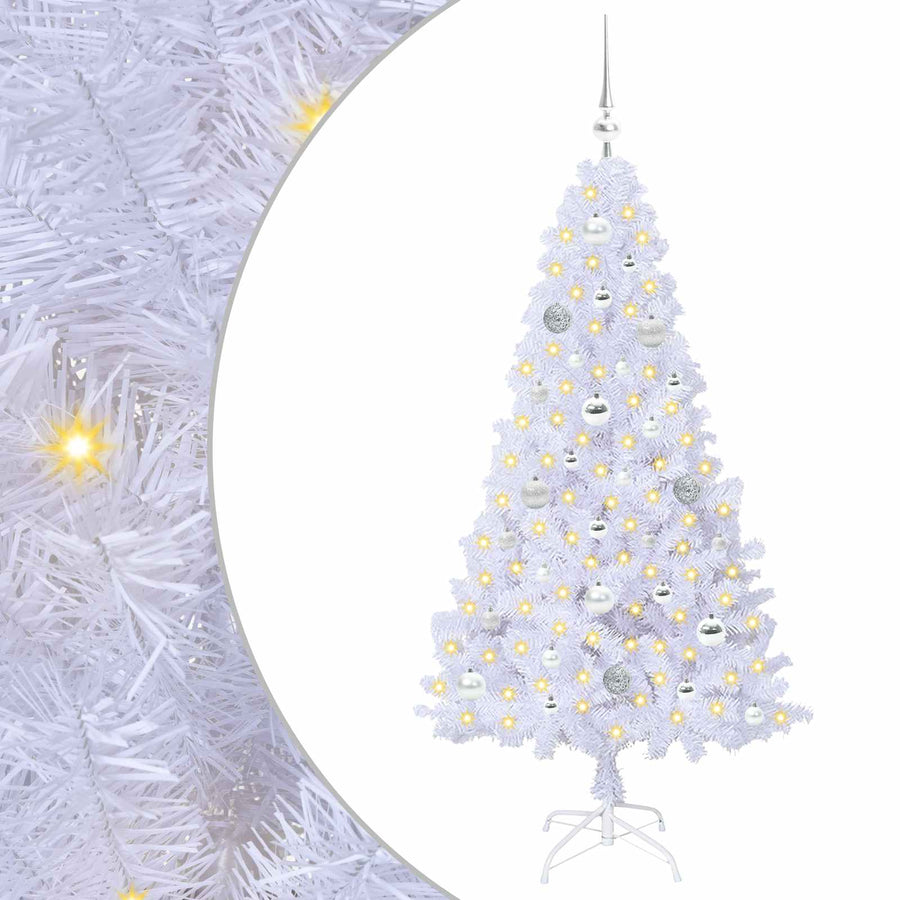 Kunstkerstboom met 150 LED Wit 150 cm PVC en staal