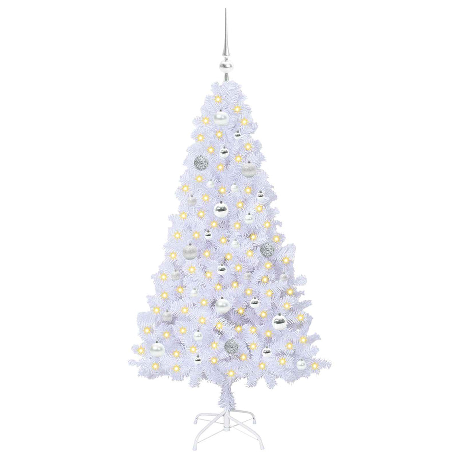 Kunstkerstboom met 150 LED Wit 150 cm PVC en staal