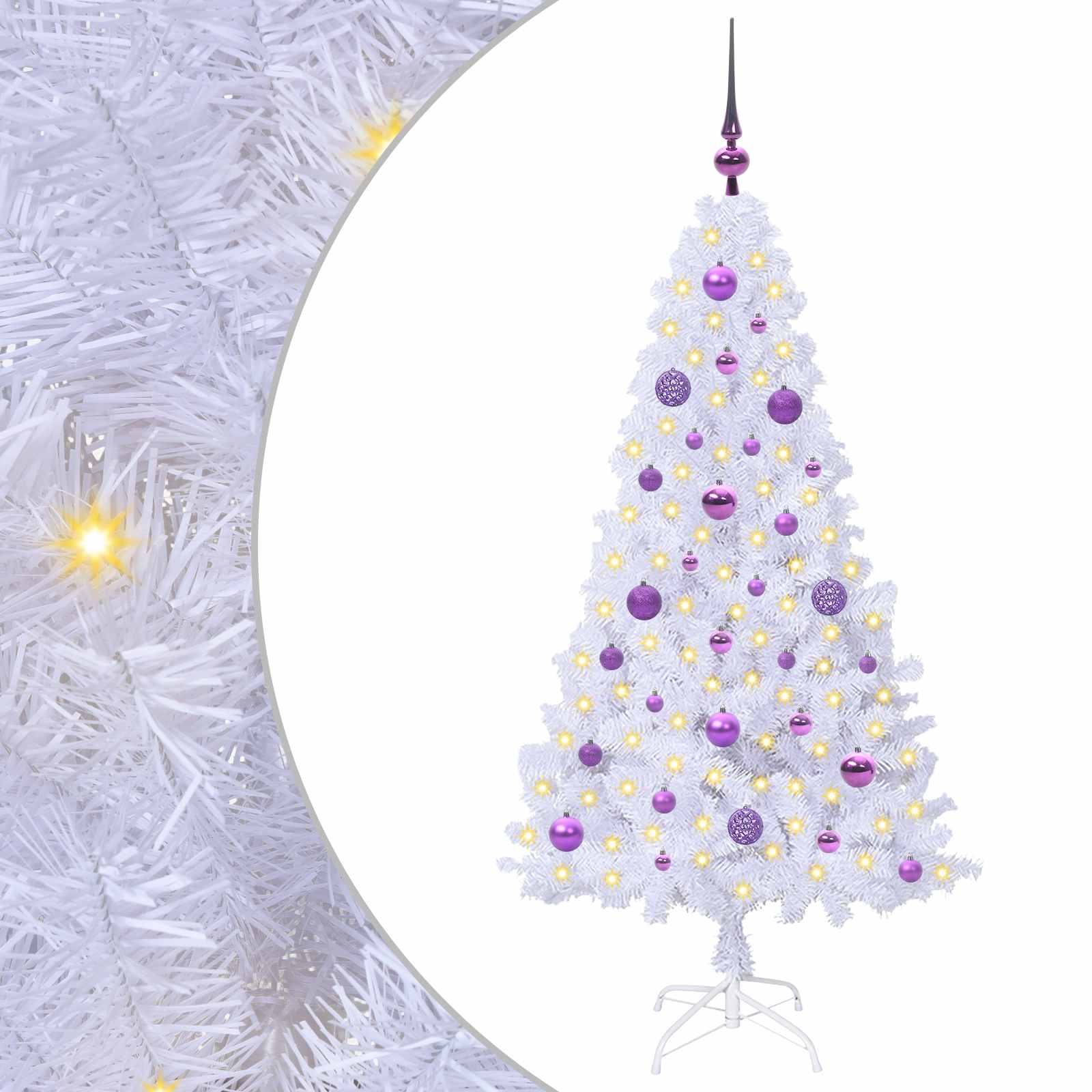 Kunstkerstboom met 150 LED Wit 150 cm PVC en staal