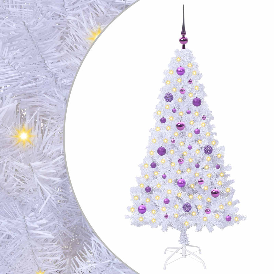 Kunstkerstboom met 150 LED Wit 150 cm PVC en staal