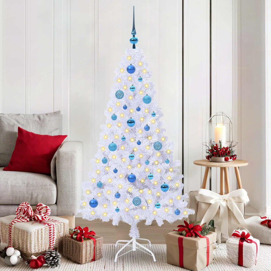 Kunstkerstboom met 150 LED Wit 150 cm PVC en staal