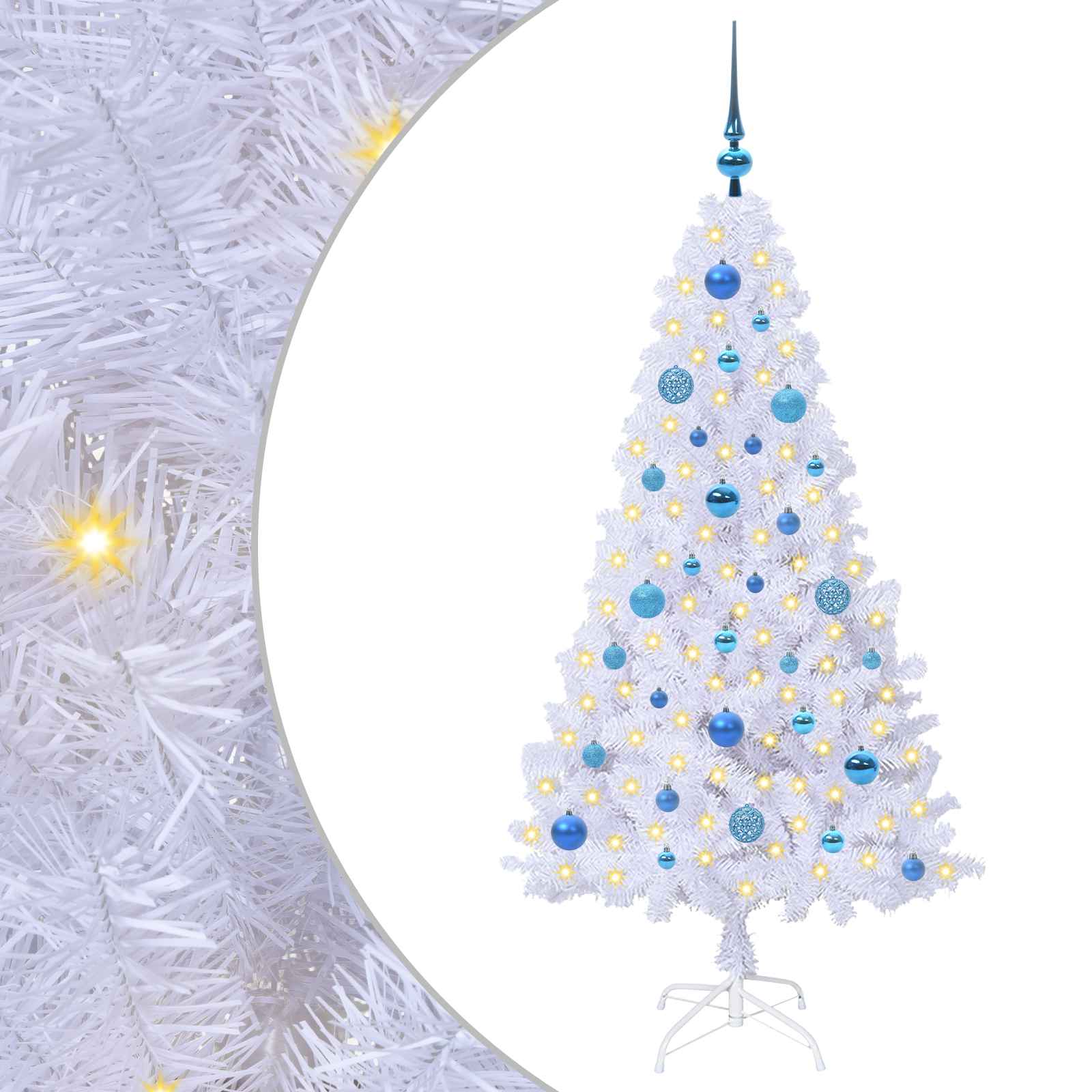Kunstkerstboom met 150 LED Wit 150 cm PVC en staal