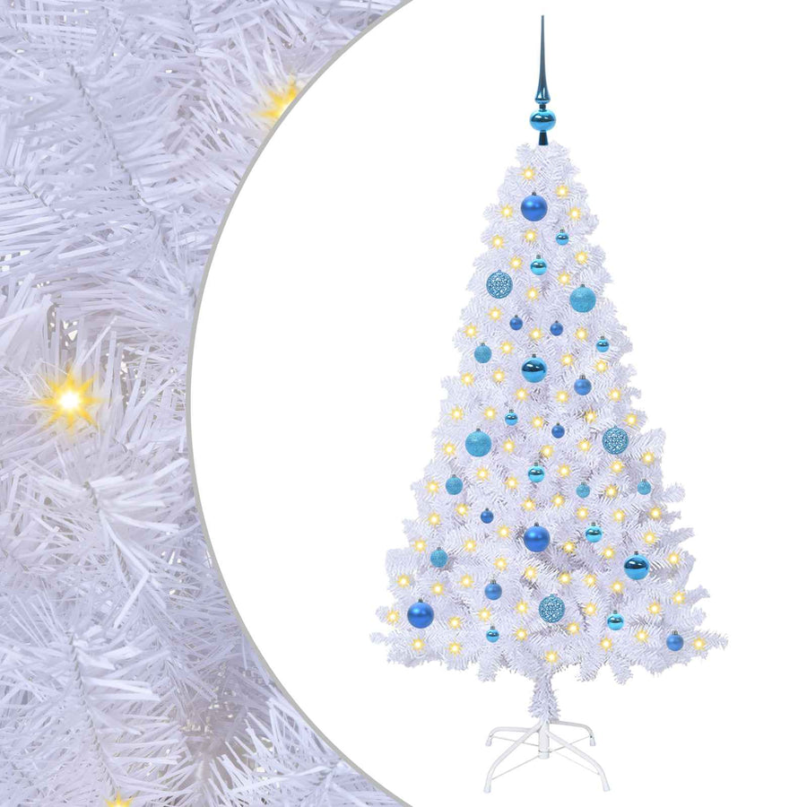 Kunstkerstboom met 150 LED Wit 150 cm PVC en staal