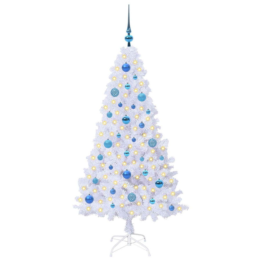 Kunstkerstboom met 150 LED Wit 150 cm PVC en staal