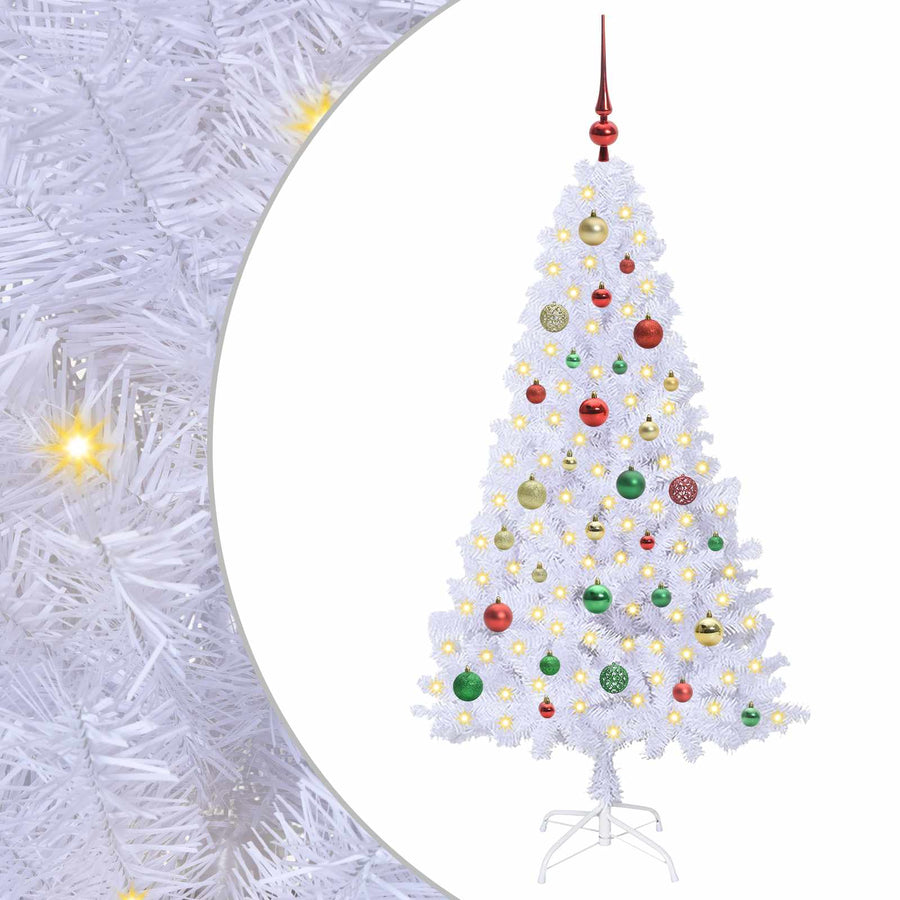 Kunstkerstboom met 150 LED Wit 150 cm PVC en staal