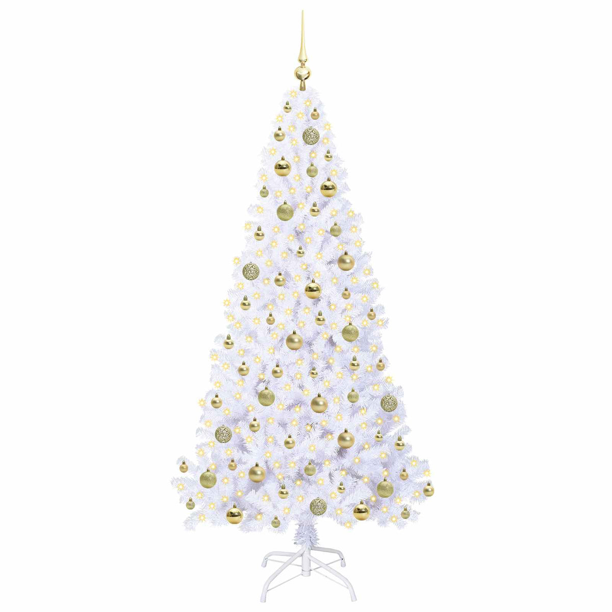 Kunstkerstboom met 300 LED Wit 180 cm PVC en staal