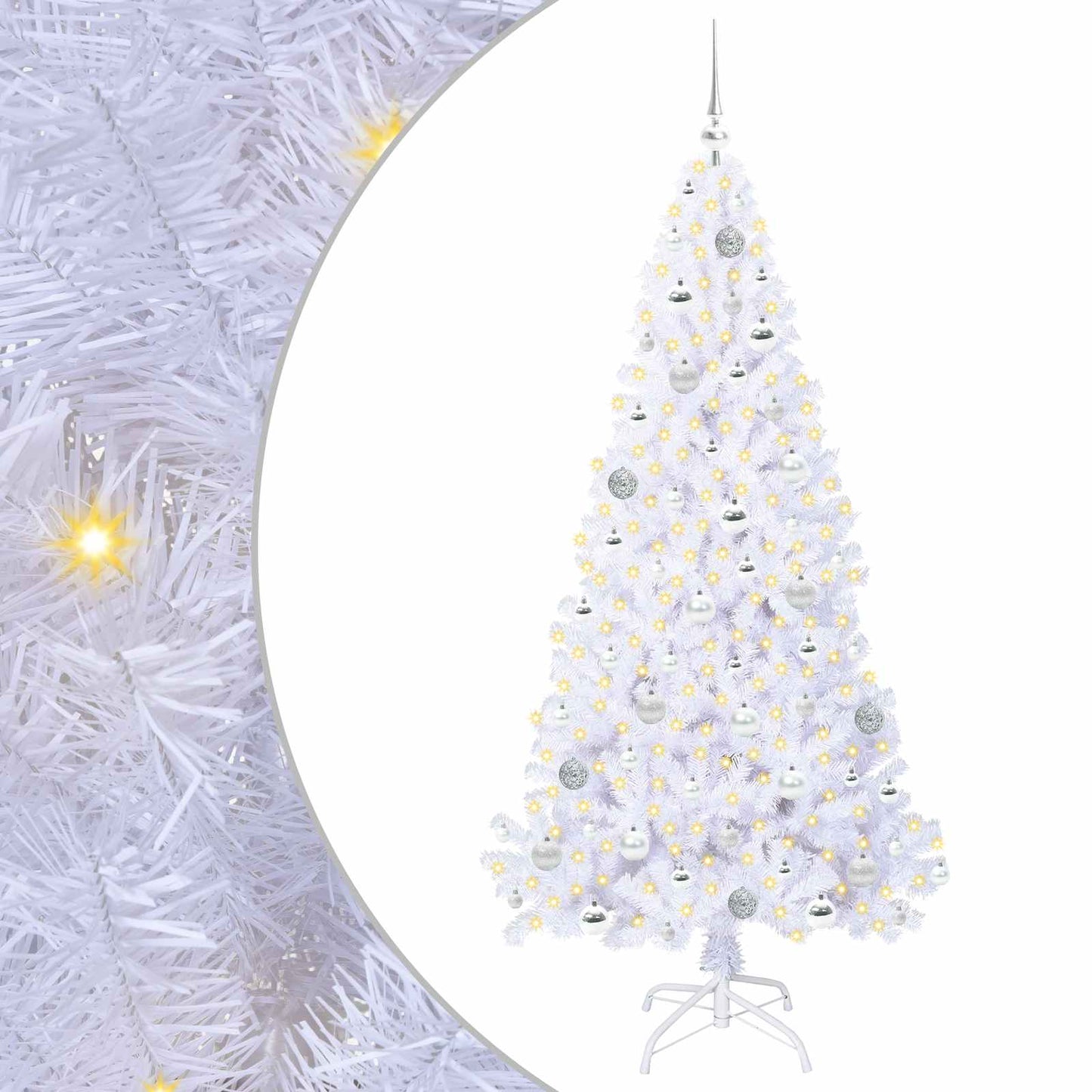 Kunstkerstboom met 300 LED Wit 180 cm PVC en staal