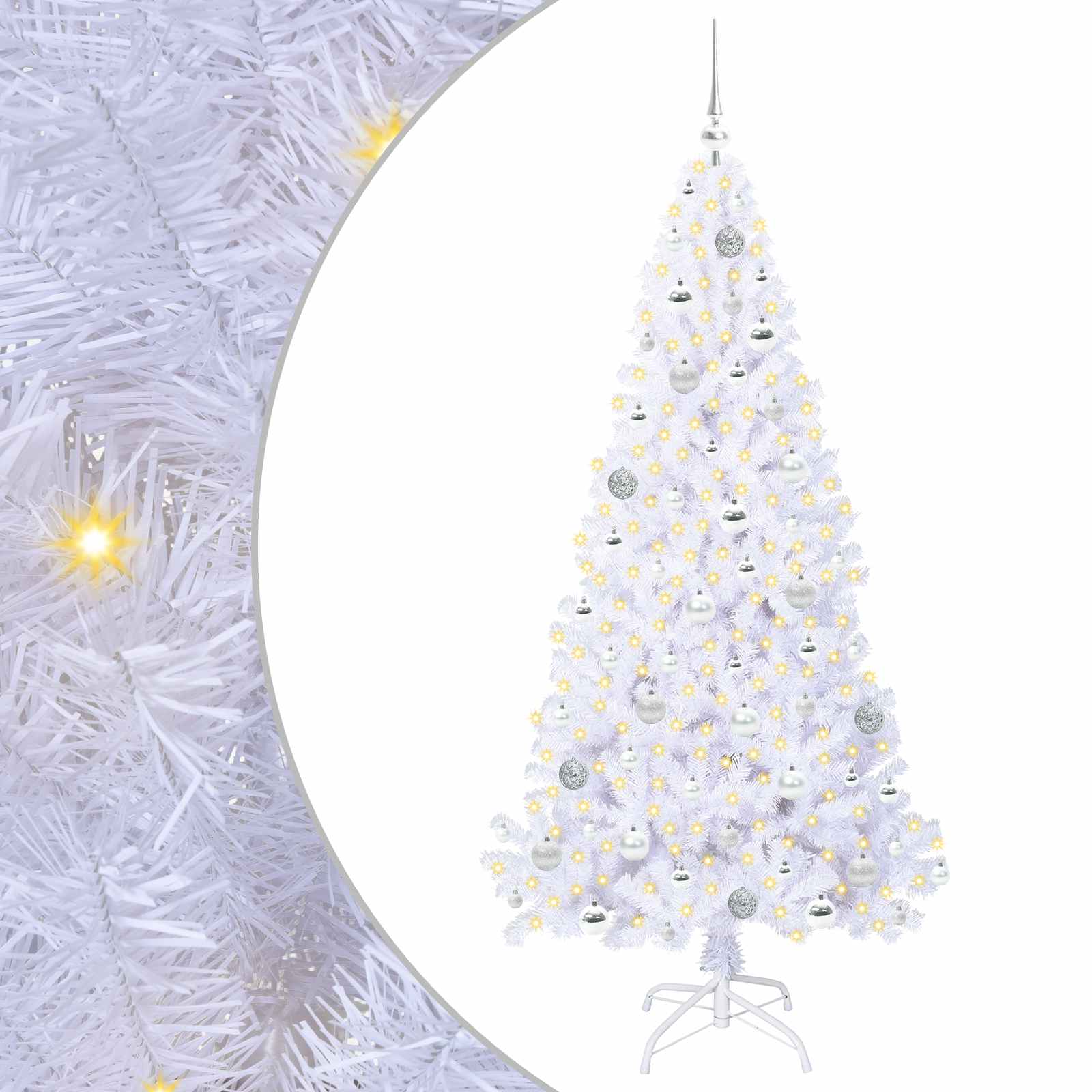 Kunstkerstboom met 300 LED Wit 180 cm PVC en staal