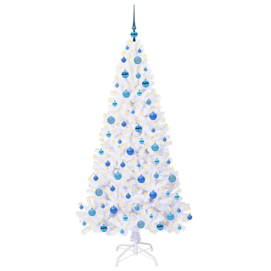 Kunstkerstboom met 300 LED Wit 180 cm PVC en staal