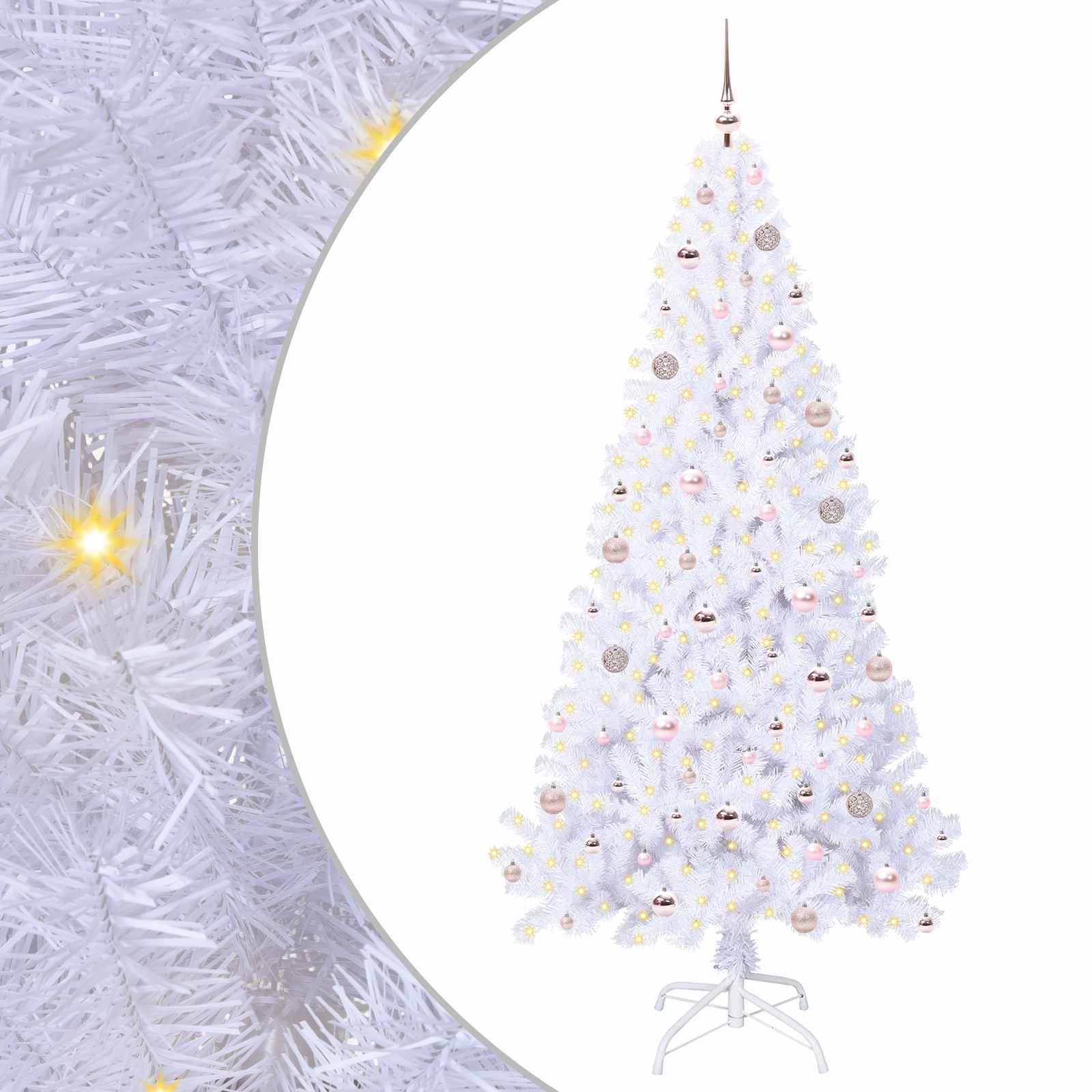 Kunstkerstboom met 300 LED Wit 210 cm PVC en staal