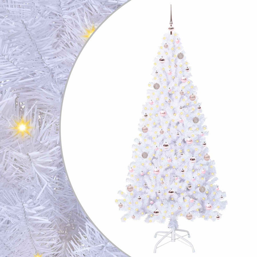 Kunstkerstboom met 300 LED Wit 210 cm PVC en staal