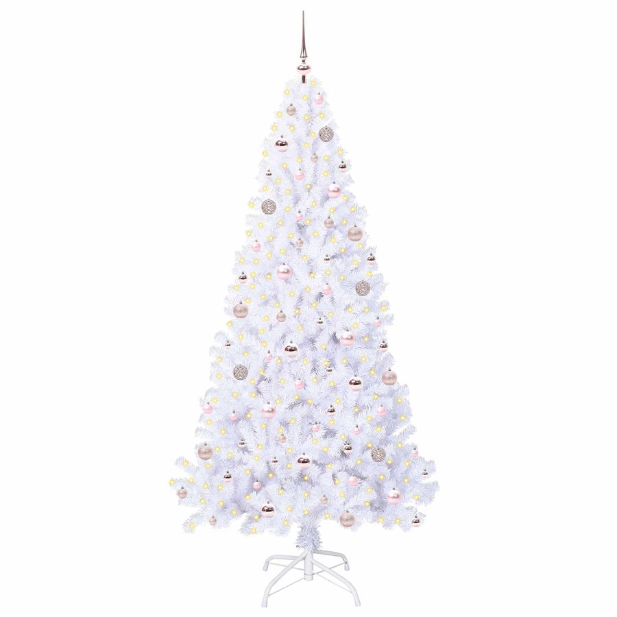 Kunstkerstboom met 300 LED Wit 210 cm PVC en staal