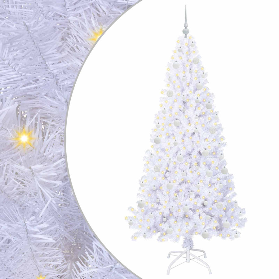 Kunstkerstboom met 300 LED Wit 210 cm PVC en staal