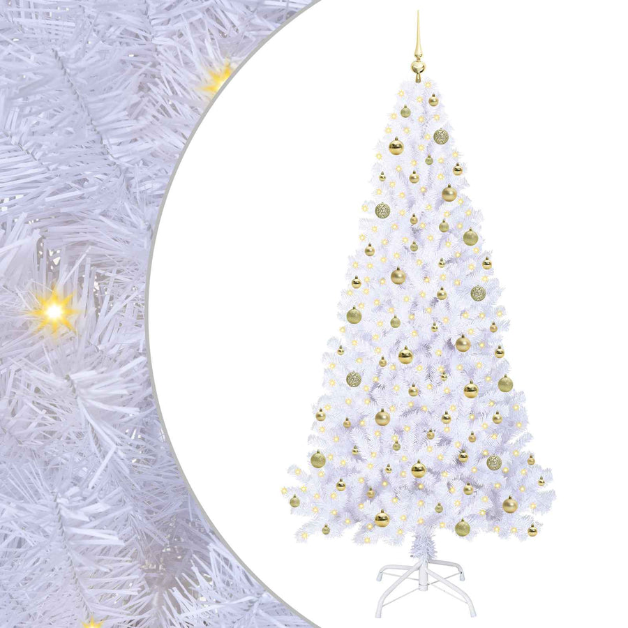 Kunstkerstboom met 300 LED Wit 210 cm PVC en staal