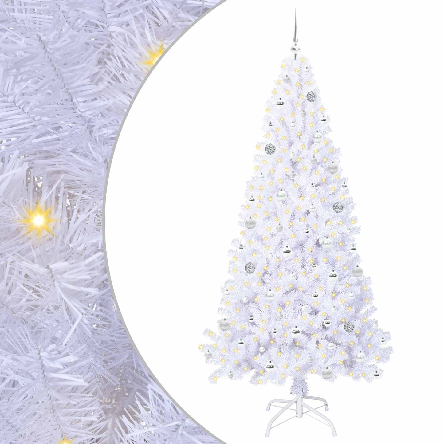 Kunstkerstboom met 300 LED Wit 210 cm PVC en staal