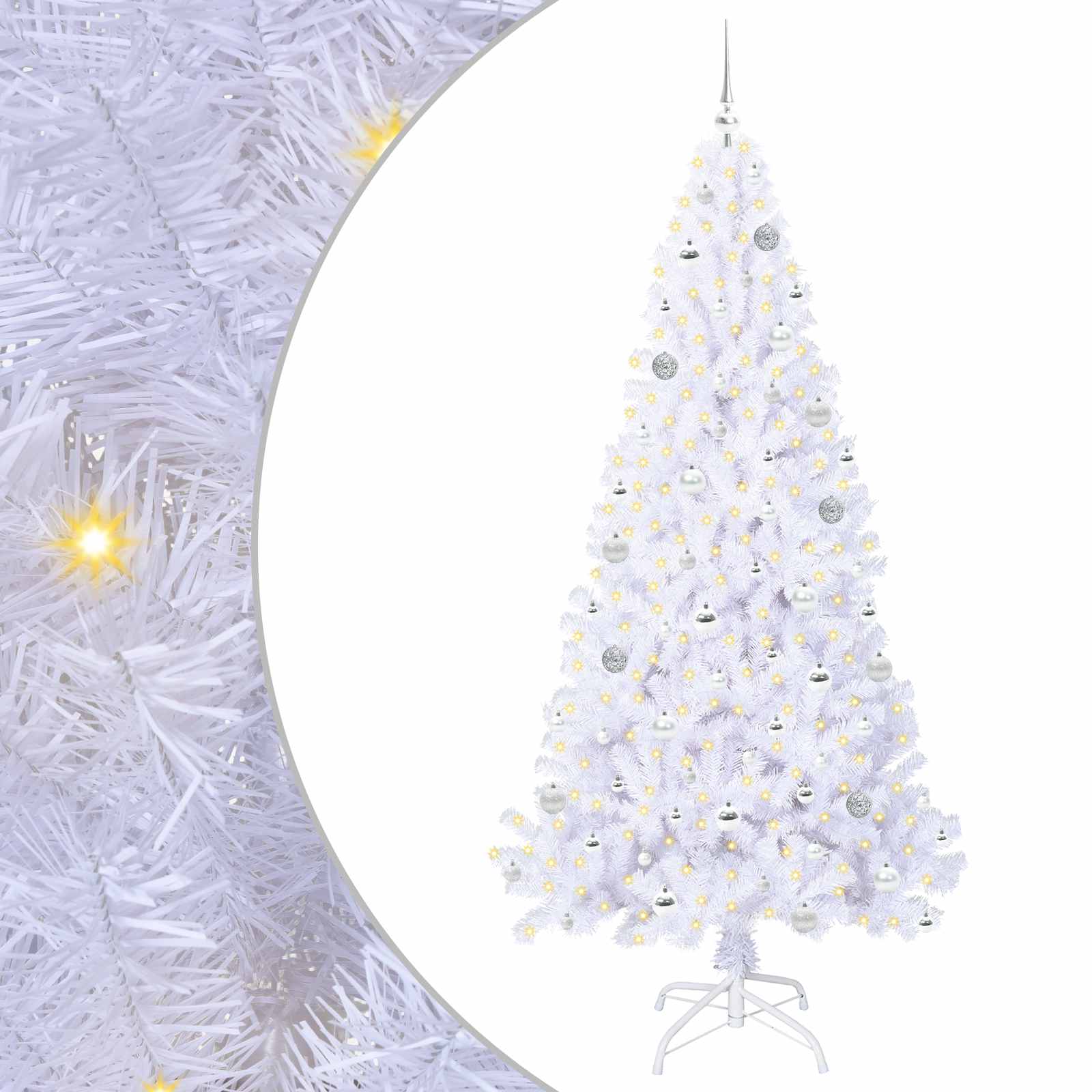 Kunstkerstboom met 300 LED Wit 210 cm PVC en staal