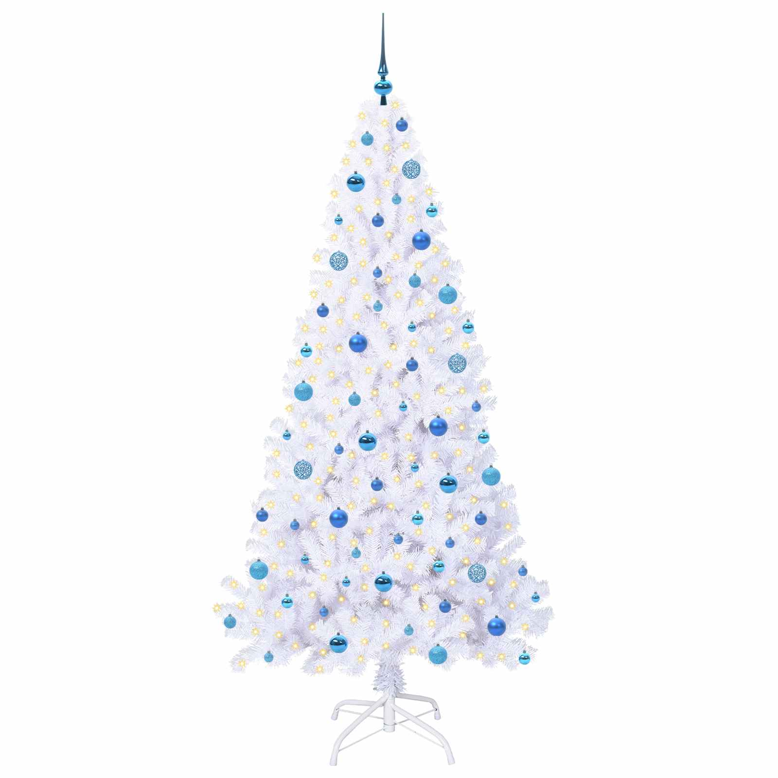 Kunstkerstboom met 300 LED Wit 210 cm PVC en staal
