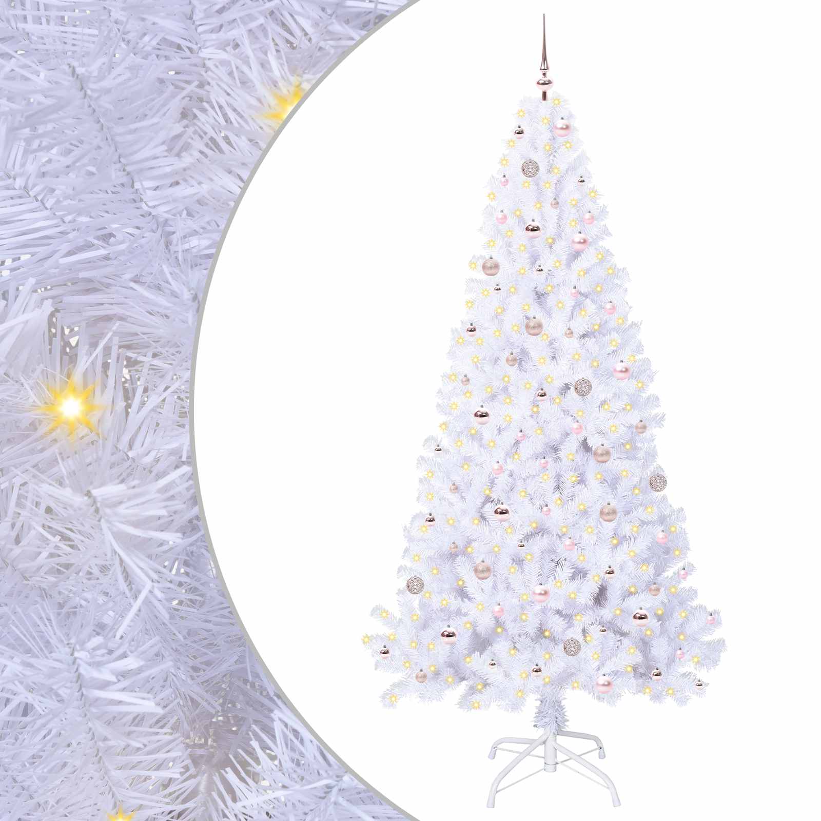 Kunstkerstboom met 300 LED Wit 240 cm PVC en staal