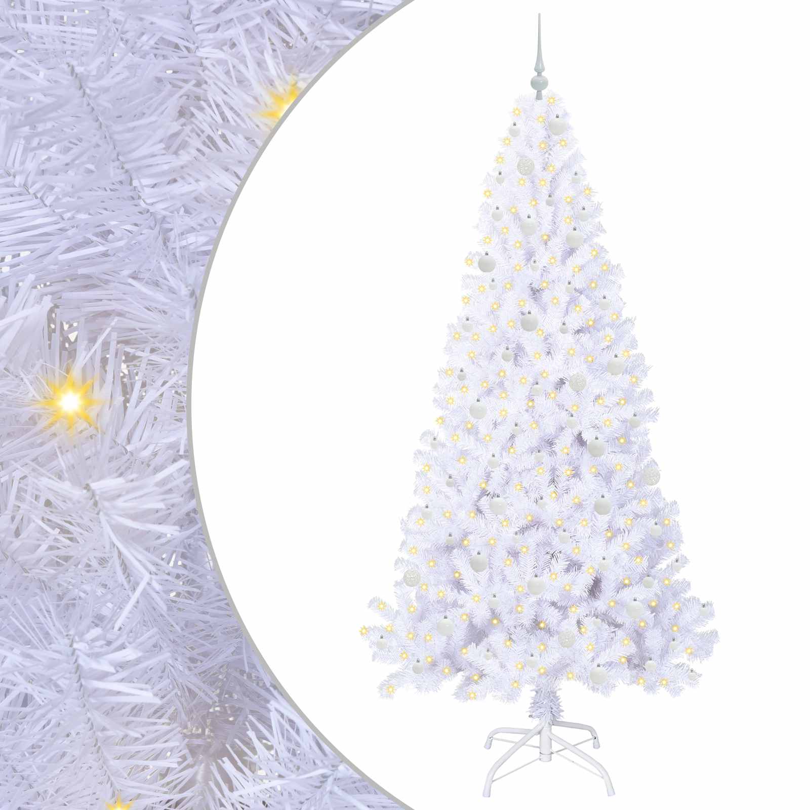 Kunstkerstboom met 300 LED Wit 240 cm PVC en staal