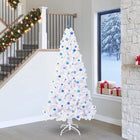 Kunstkerstboom 240 cm wit met blauwe LED staal PVC