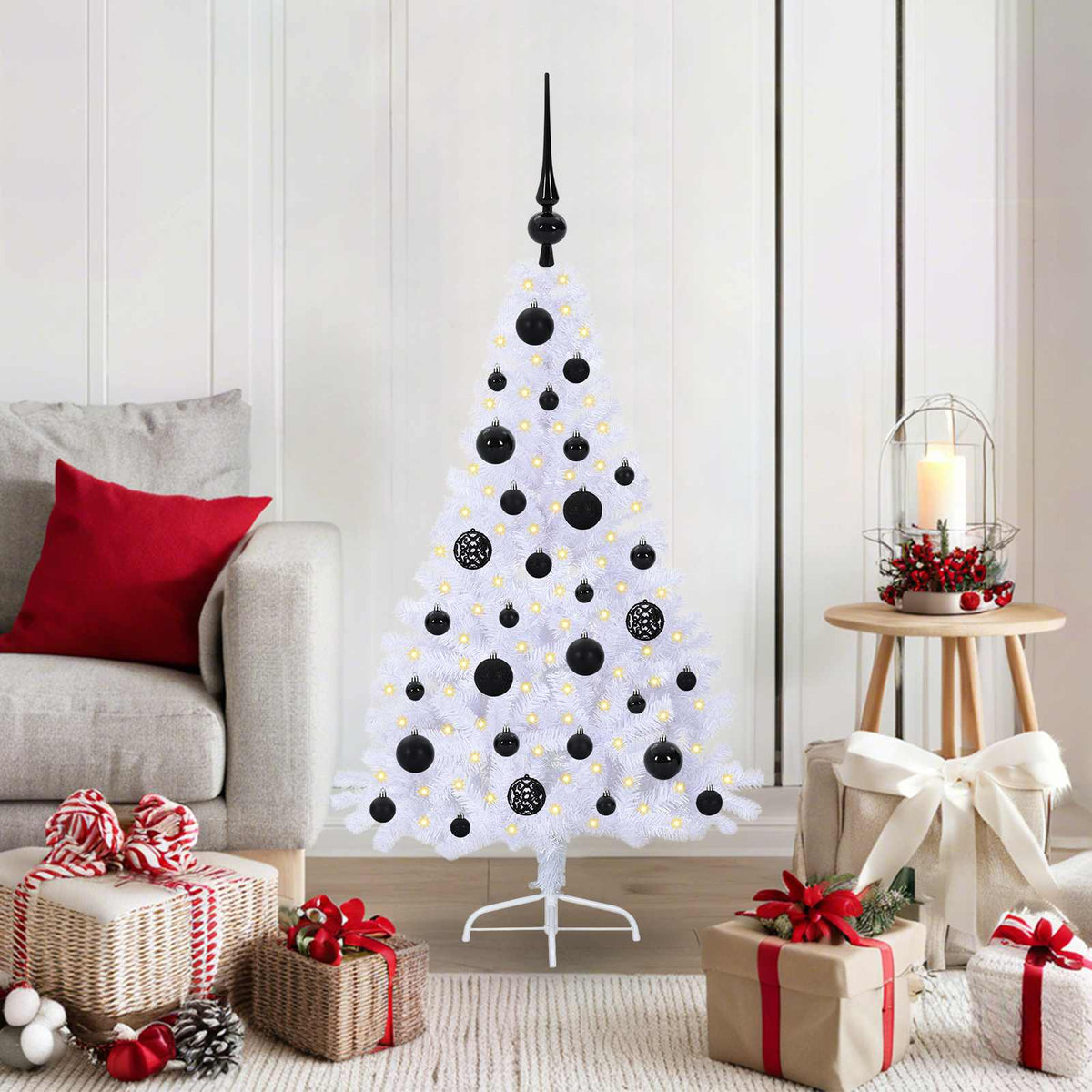 Kunstkerstboom met 150 LED Wit 120 cm PVC en staal