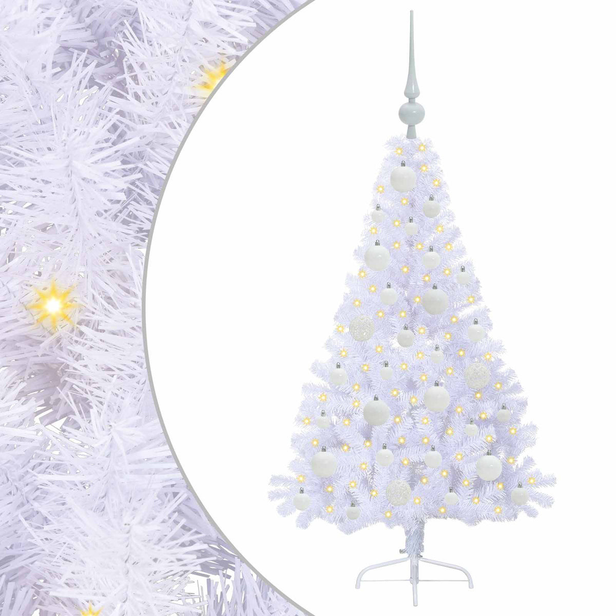 Kunstkerstboom met 150 LED Wit 120 cm PVC en staal