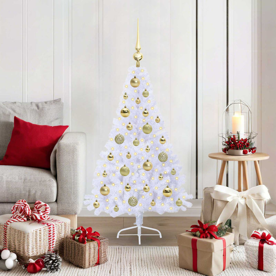 Kunstkerstboom met 150 LED Wit 120 cm PVC en staal